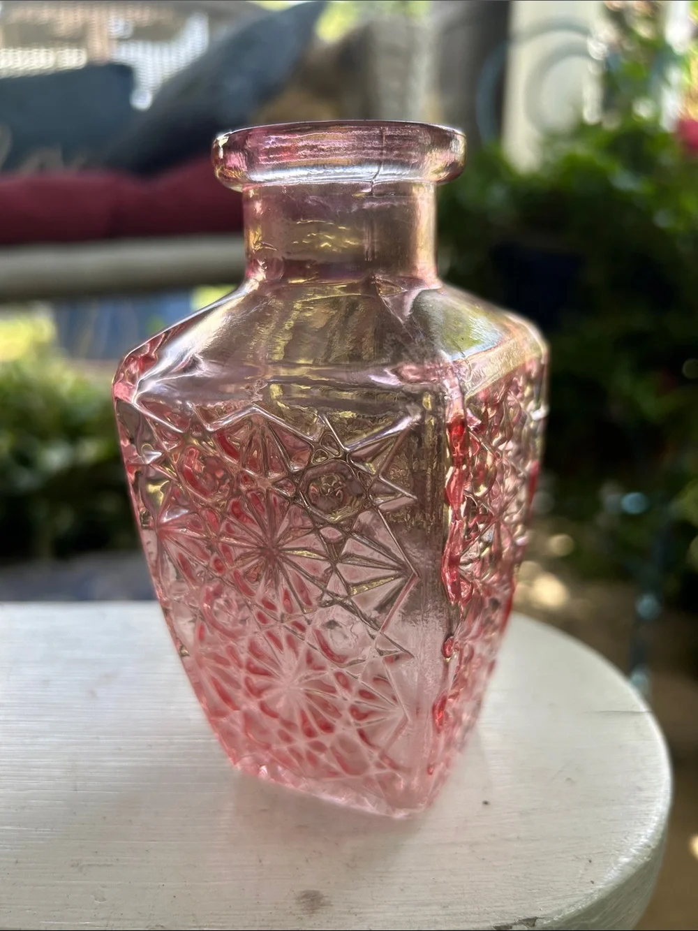 Pink Embossed Glass Vase -
